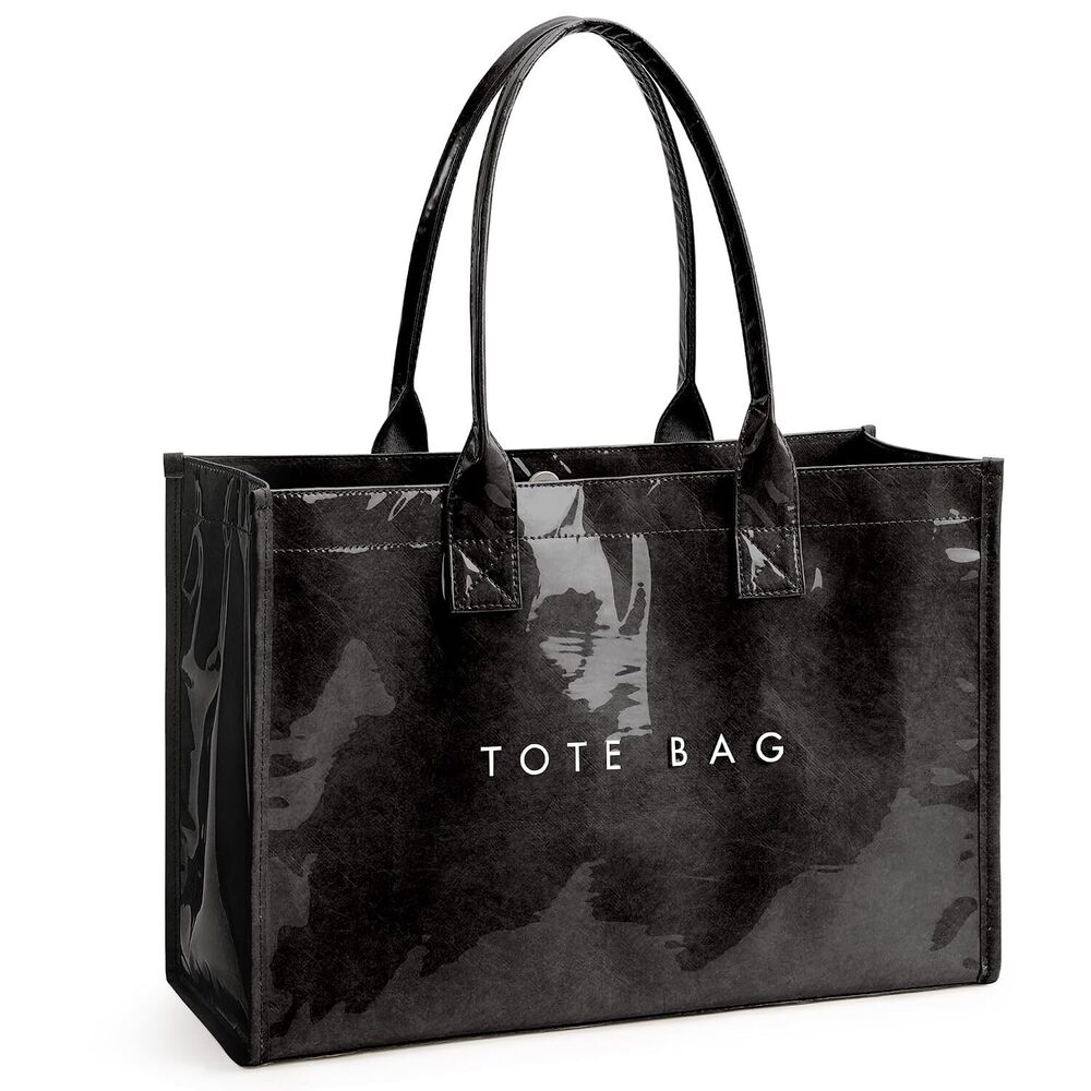 KALIDI PVC Tote Bag Women’s Kraft Paper Work Handbags Purses with Top